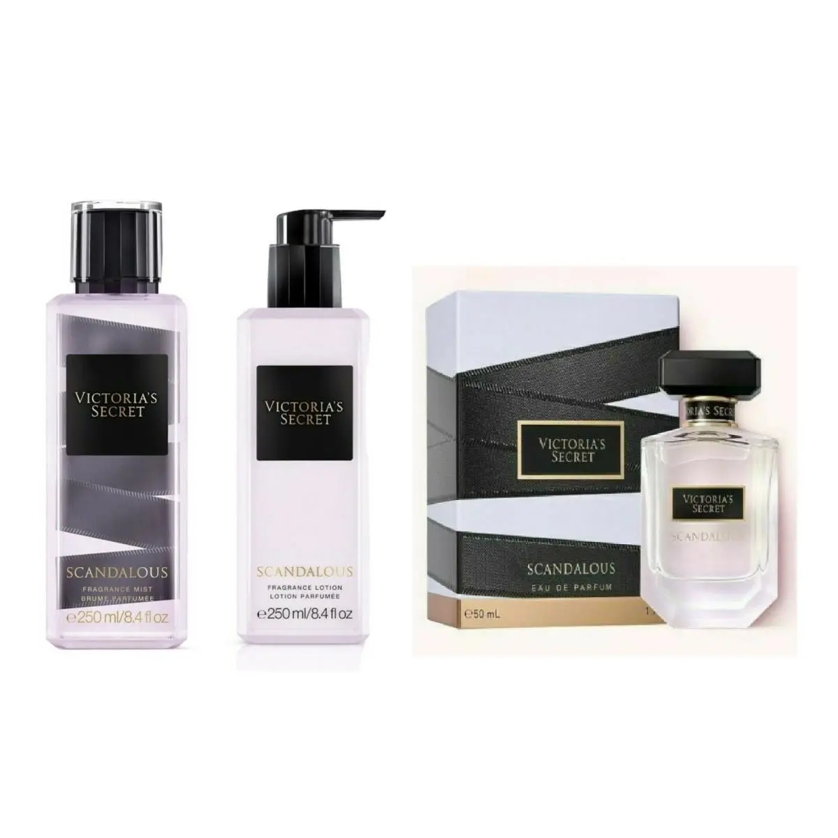 Victoria`s Secret Scandalous Eau DE Parfum Body Mist Lotion Set OF 3