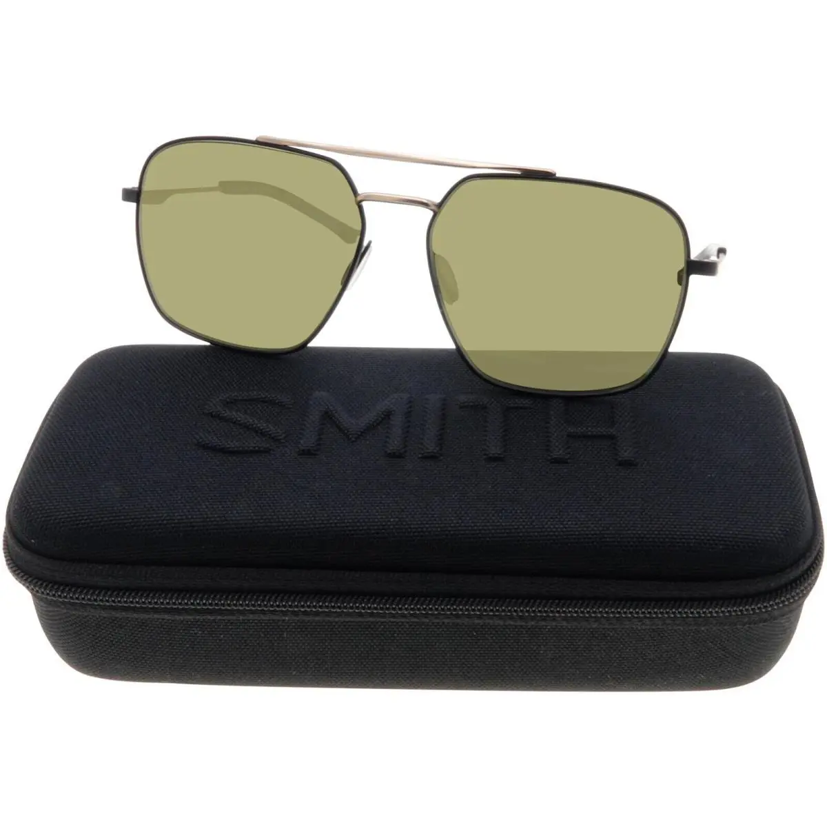 Smith Pilot Sunglasses Doubledsam 0I46 Matte Black/gold Green Polarized Men`s - Frame: Black, Lens: Brown