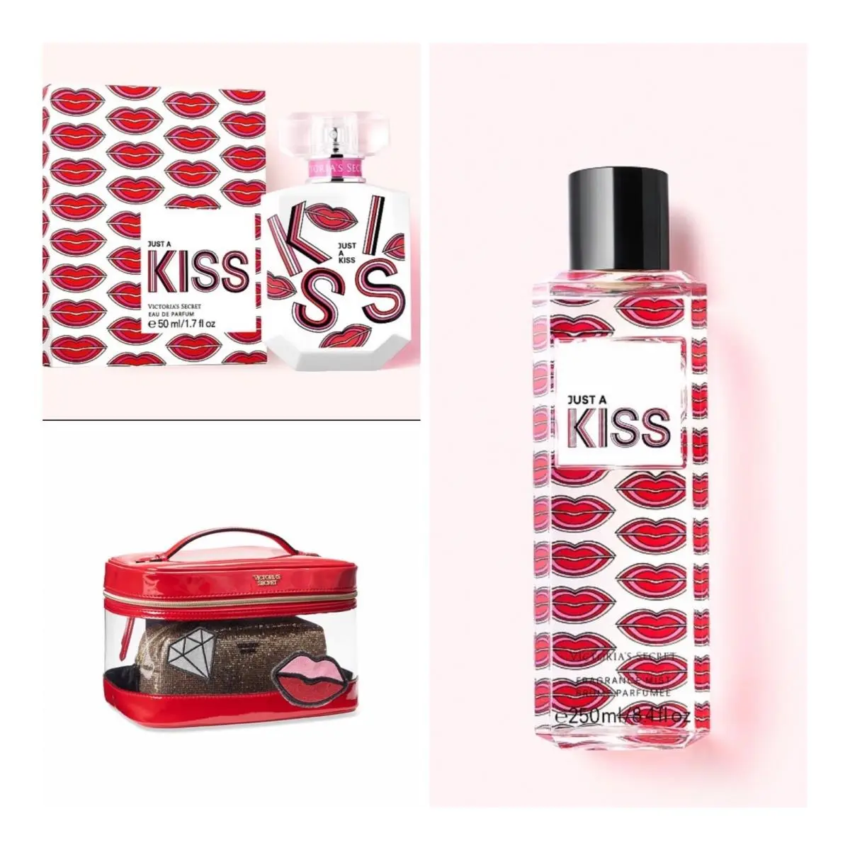 Victoria’s Secret Just A Kiss Eau de Parfum 1.7 Fl.oz. / Mist / VS Train Case