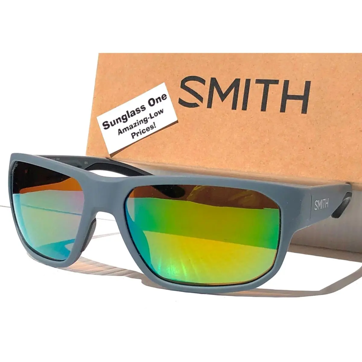 Smith Optics Arvo Matte Cement Polarized Chromapop Green Mirror Sunglass