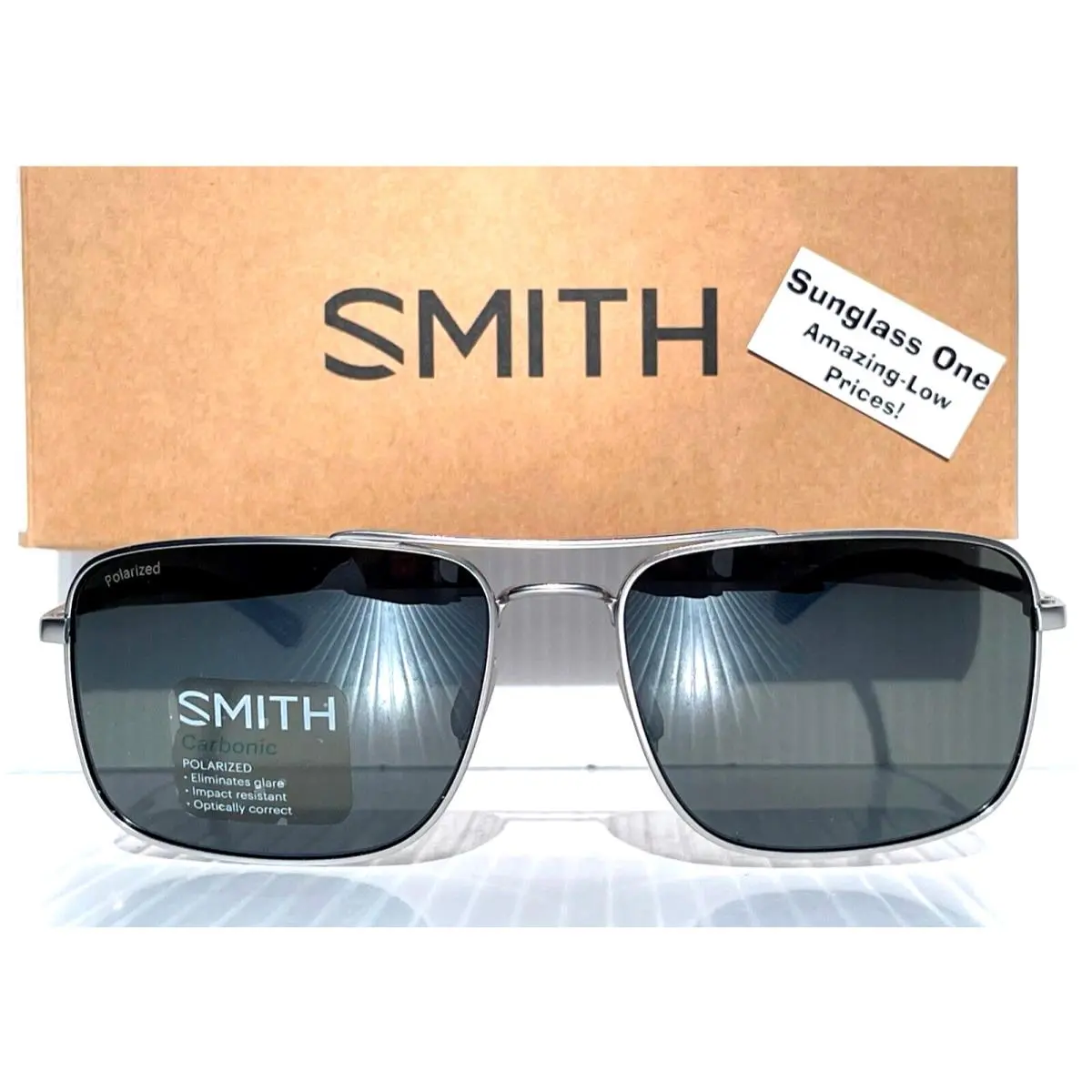 Smith Optics Outcome Matte Silver Carbonic Polarized Platinum Mirror Sunglass