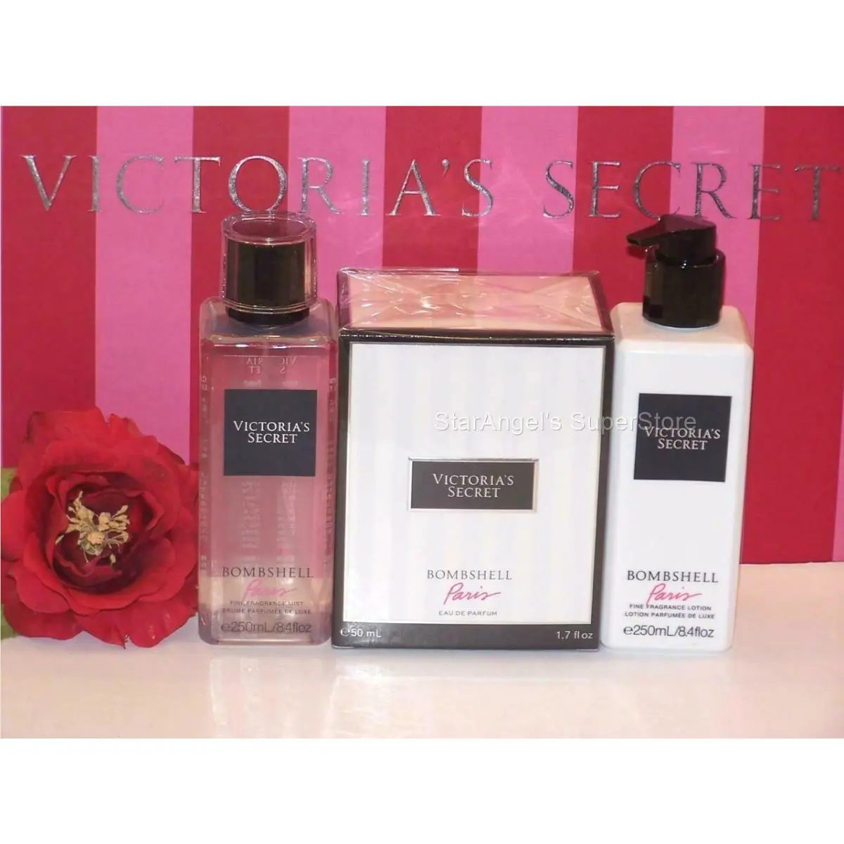 Victoria`s Secret Bombshell Paris Perfume 1.7 oz Lotion Mist Lot of 3