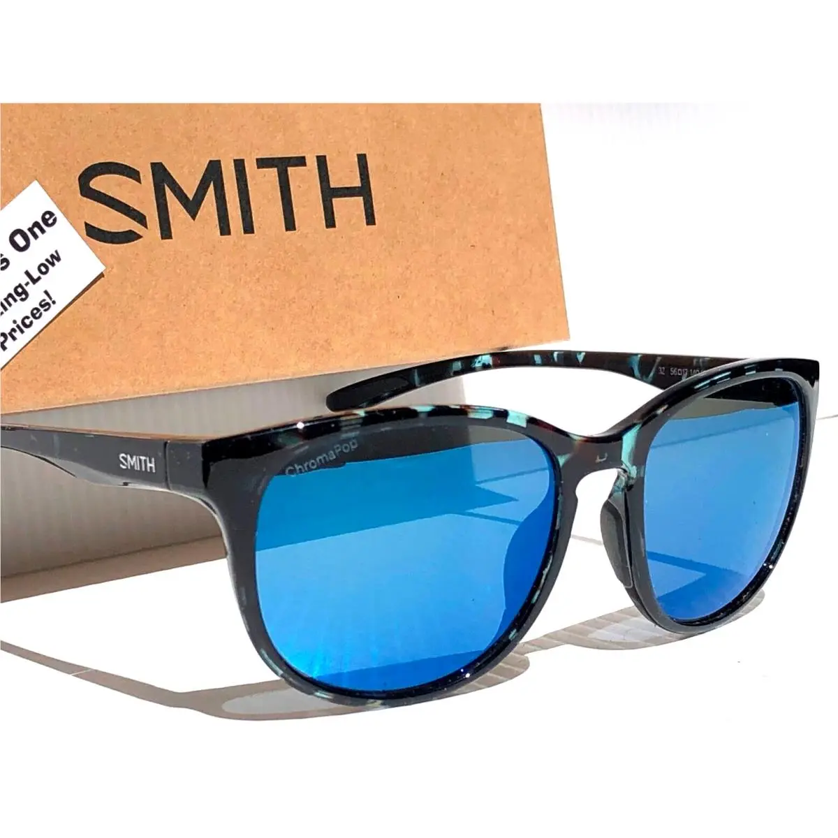 Smith Optics Lake Shasta Sky Tortoise Chromapop Polarized Blue Mirror Sunglass