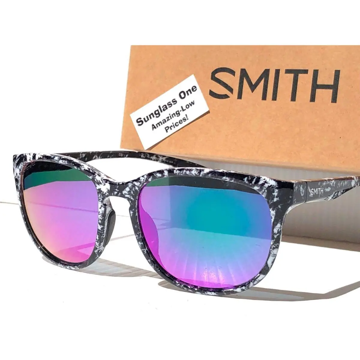 Smith Optics Lake Shasta Black Marble Polarized Chromapop Violet Sunglass