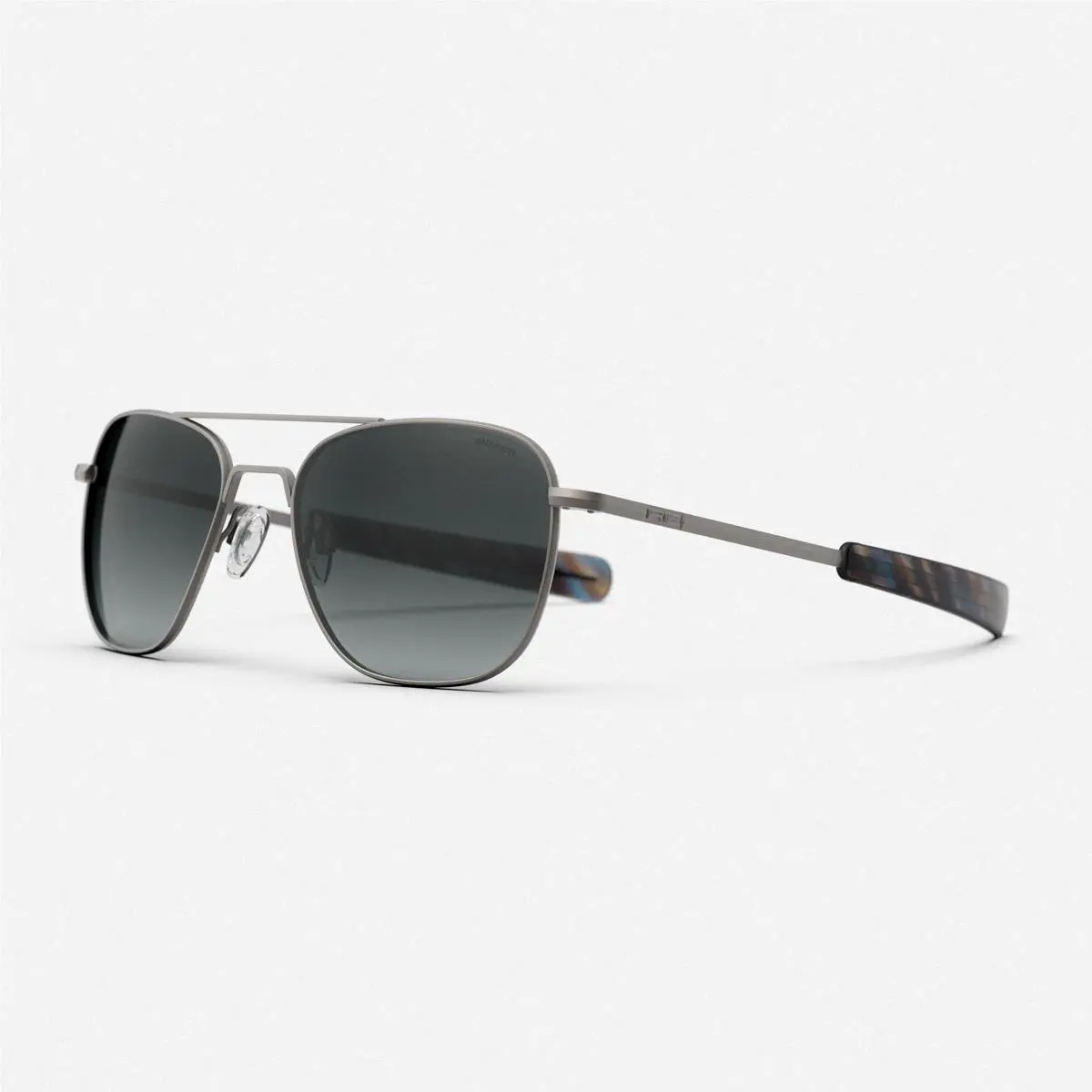 Engineering Aviator Satin Gunmetal Sunglasses Nylon Gradient Polarized Slate by Randolph