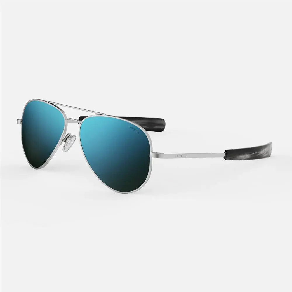 Engineering Concorde Matte Chrome Sunglasses Polarized Cobalt by Randolph