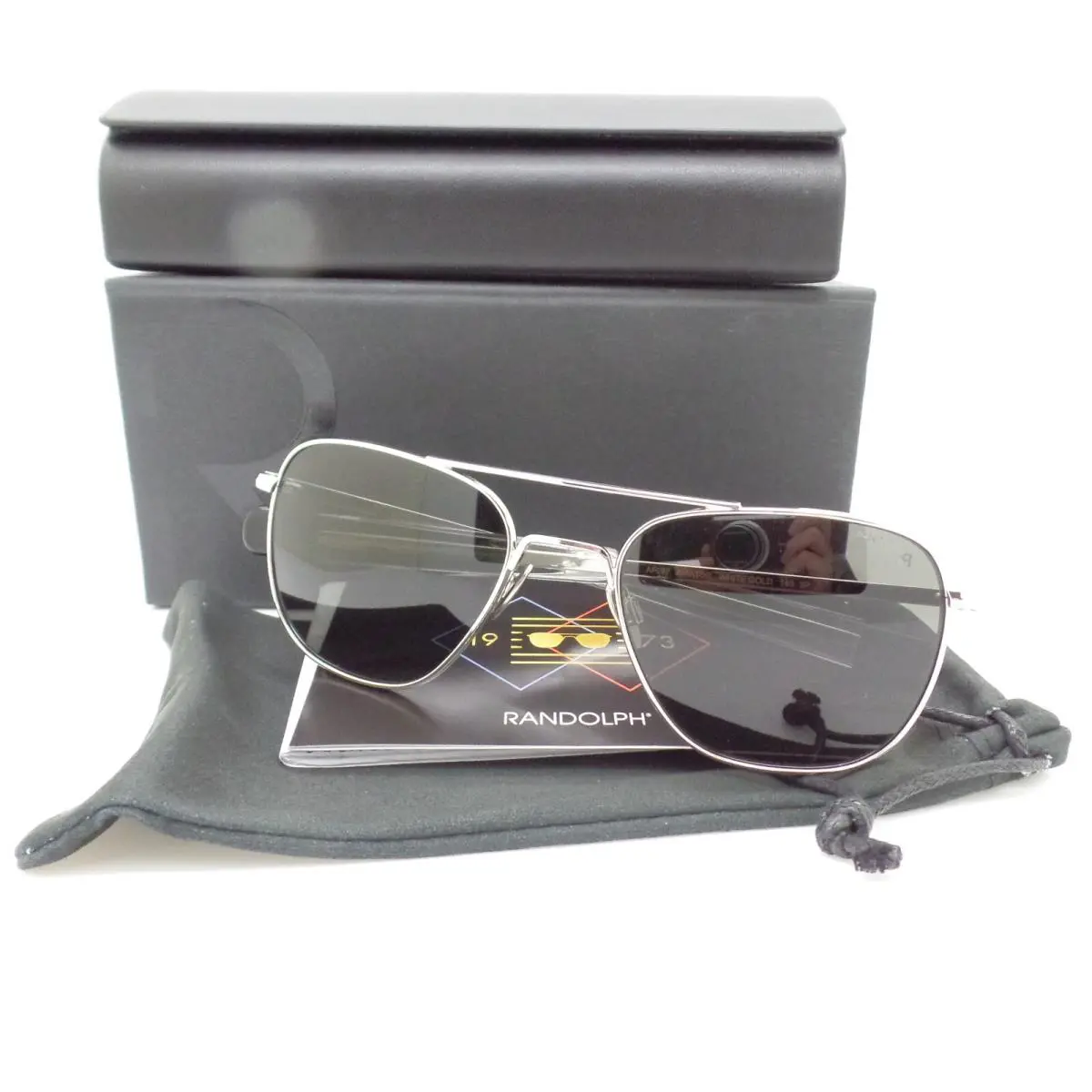 Engineering Aviator White Gold Gray Polarized Bayonet Usa Sunglasses by Randolph