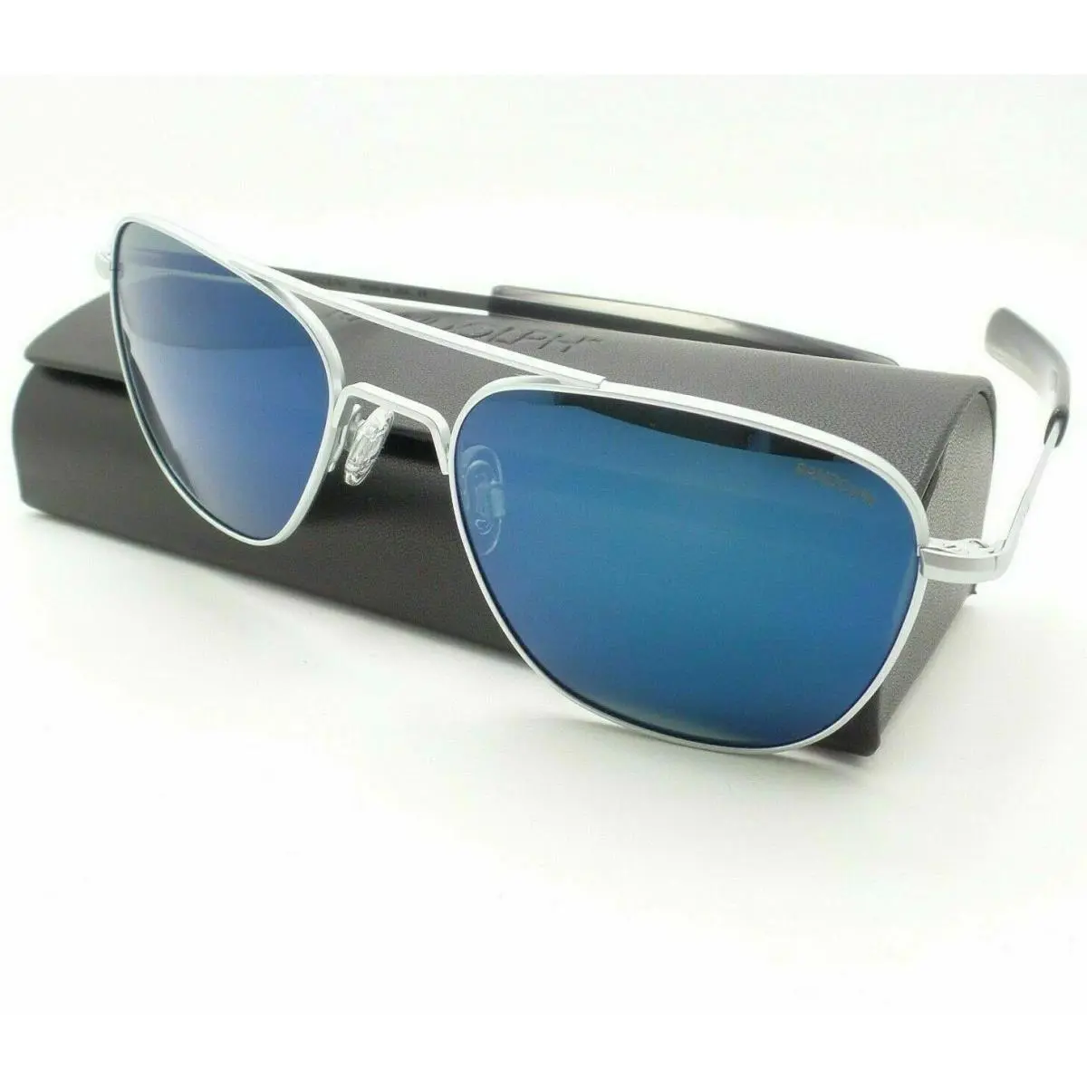 Engineering Aviator Matte Chrome Cobalt Polarized Usa Sunglasses by Randolph