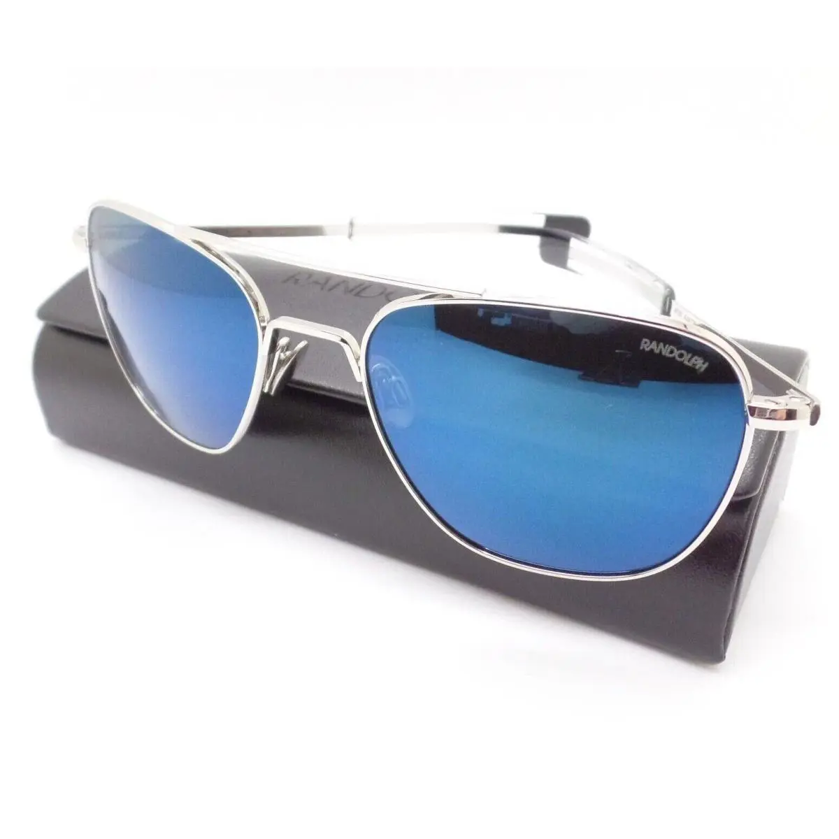 Engineering Aviator White Gold 23k Cobalt Polarized Usa Sunglasses by Randolph