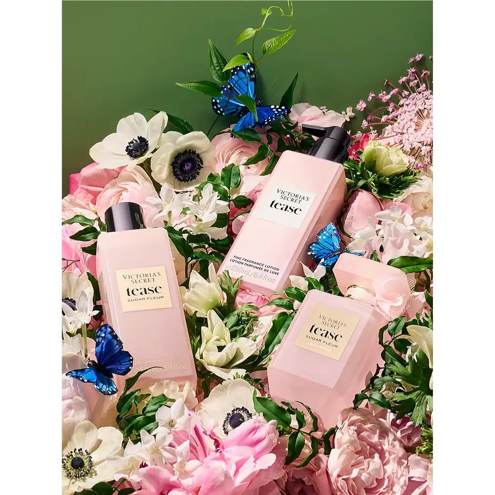 Victoria Secret 3 Pcs Set Tease Sugar Fleur Parfum 3.4oz Mist Lotion