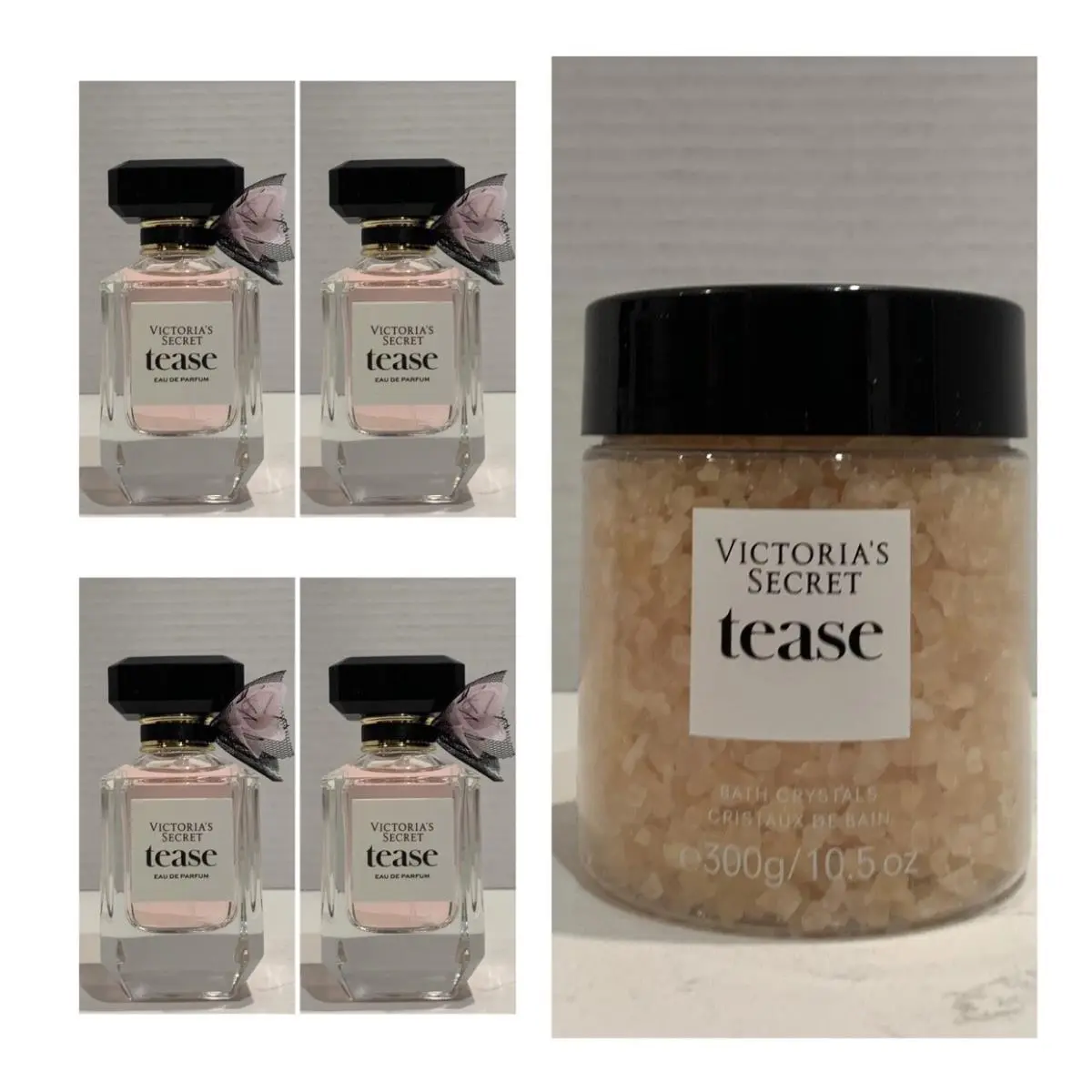 Victoria`s Secret Tease Eau de Parfum 1.7 Fl.oz. 4 and Bath Crystals by Victoria's Secret
