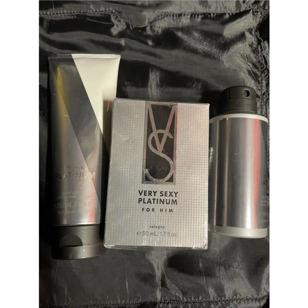 Victoria`s Secret Verysexy Platinum For Him 1.7oz/50 ml Cologne Lotion Spray Set