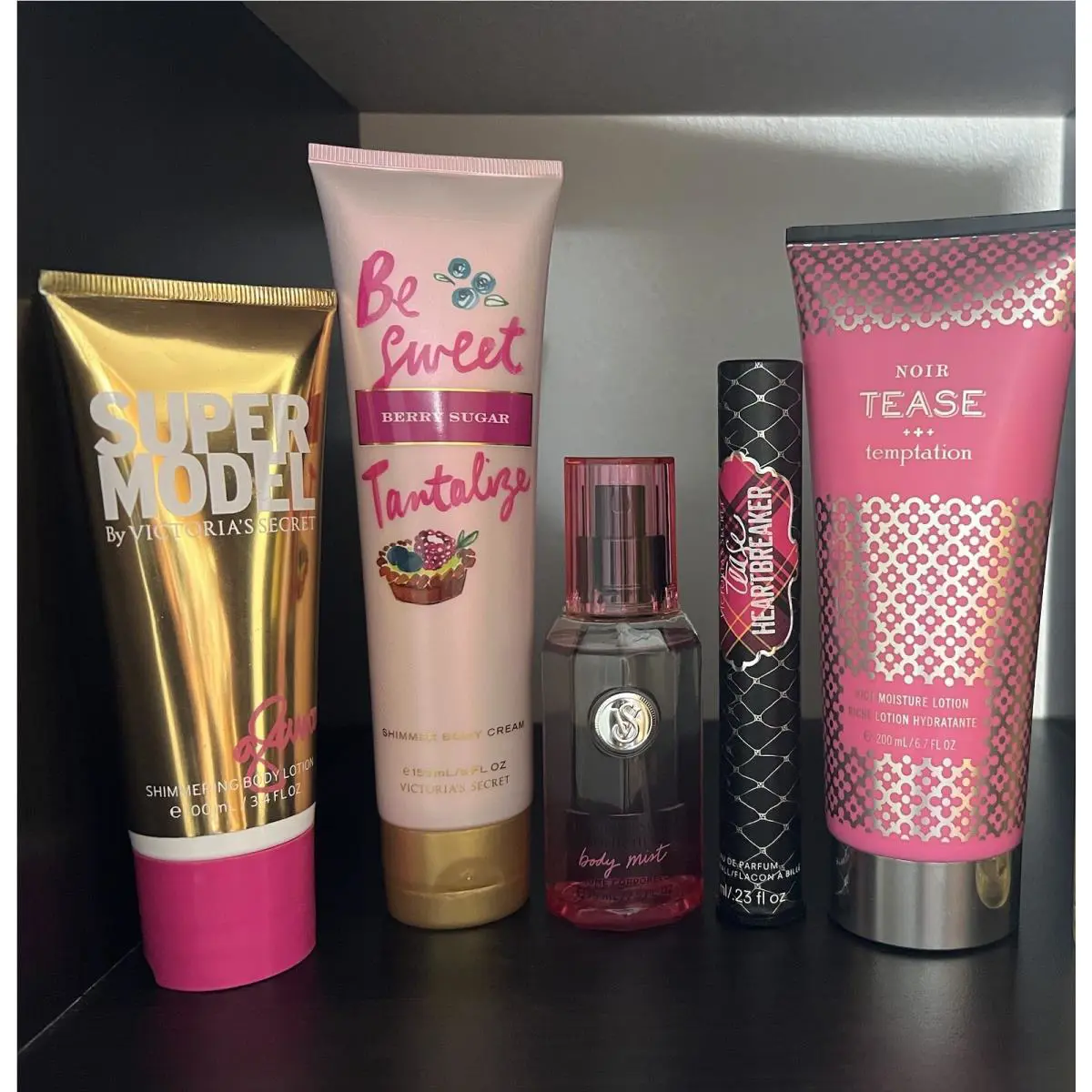 Victoria’s Secret 5 Pc Super Model Tantalize Tease Bombshell Tease Lotion Mists