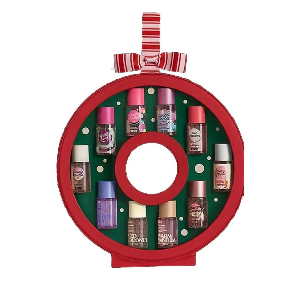 Nib- Victoria’s Secret -pink -body Mist Wreath Gift Set- 10 Pcs - Travel Size