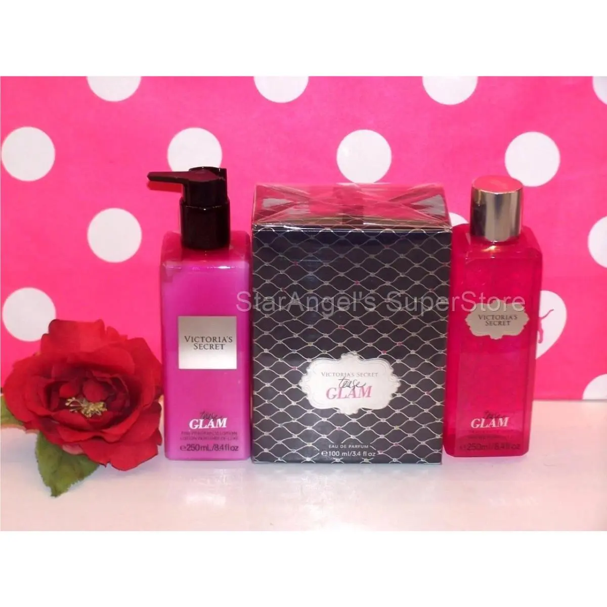 Victoria`s Secret Tease Glam Perfume 3.4 oz Fragrance Lotion Mist Lot of 3