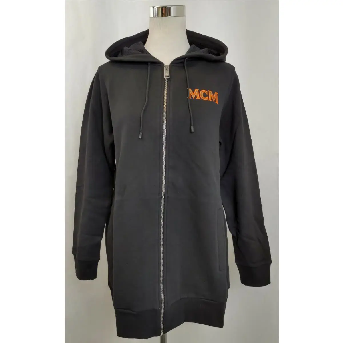 Mcm Women`s Black Cotton Embroidered Fringe Logo Zip Up Jacket MFJ9ARA40BK Regular by MCM