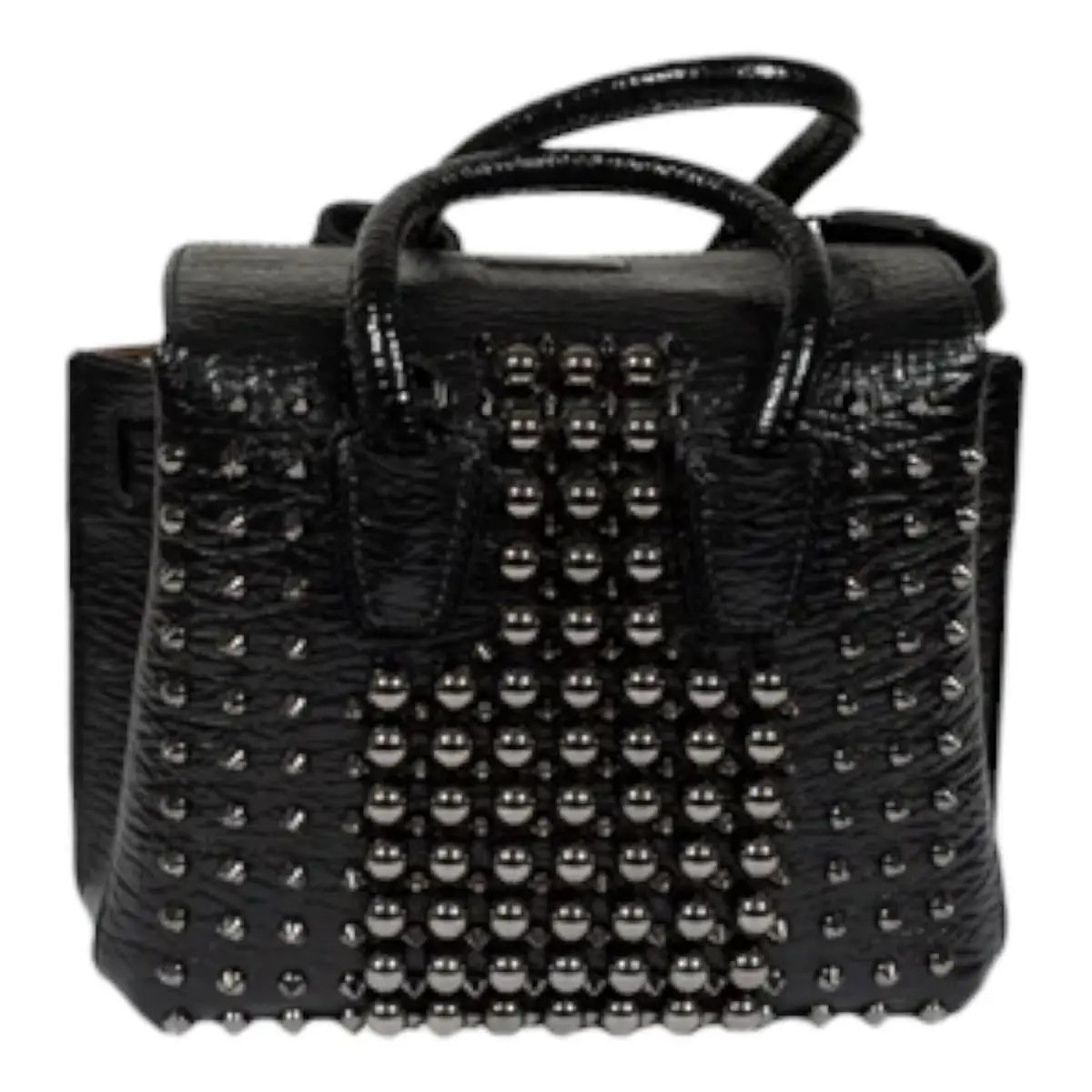 Mcm Milla Pearl Studs Tote Mini MWT7SMA31BK Black - Black, Exterior: Black