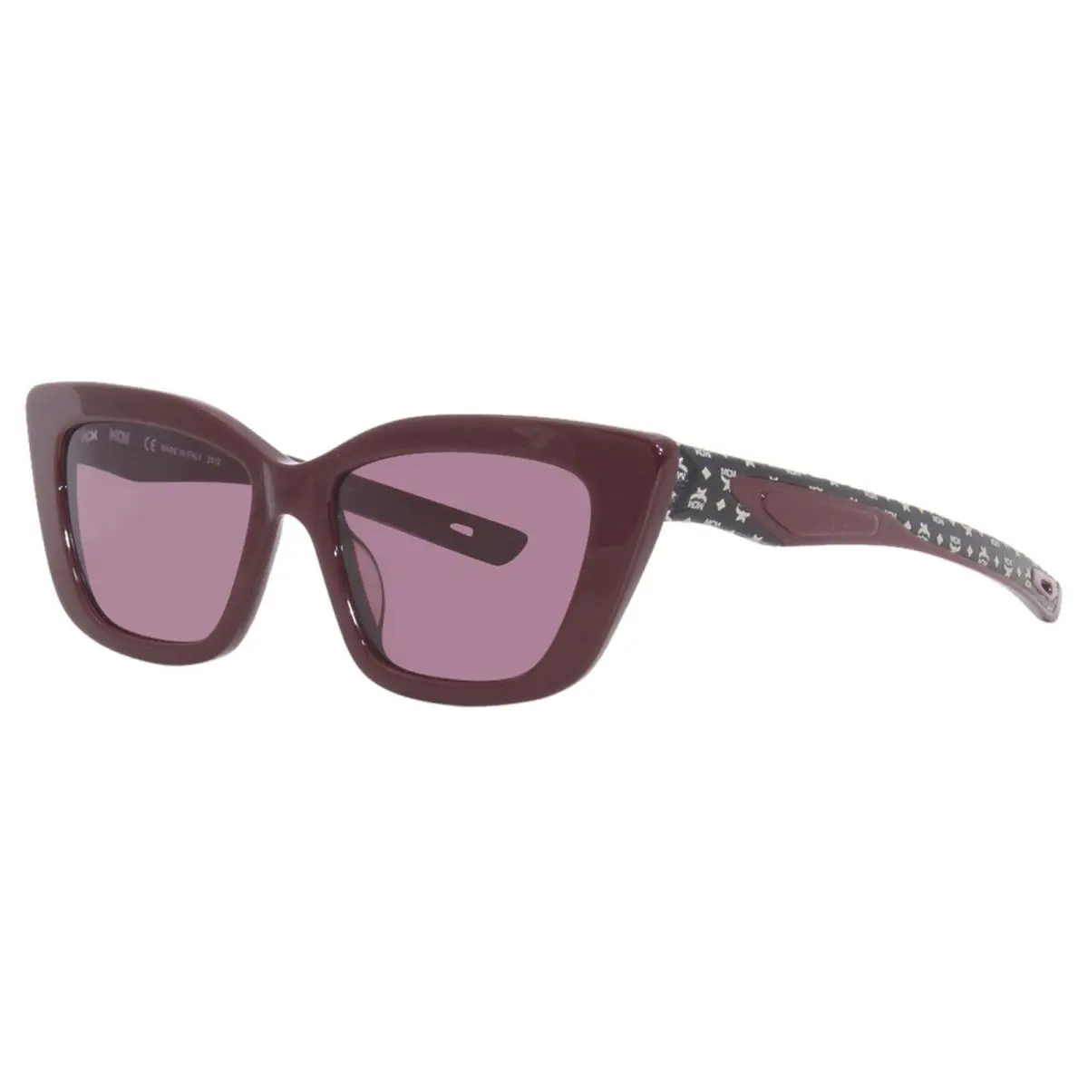 Mcm 704SL 618 Sunglasses Women`s Wine-black Visetos/red Lenses Cat Eye 52mm by MCM