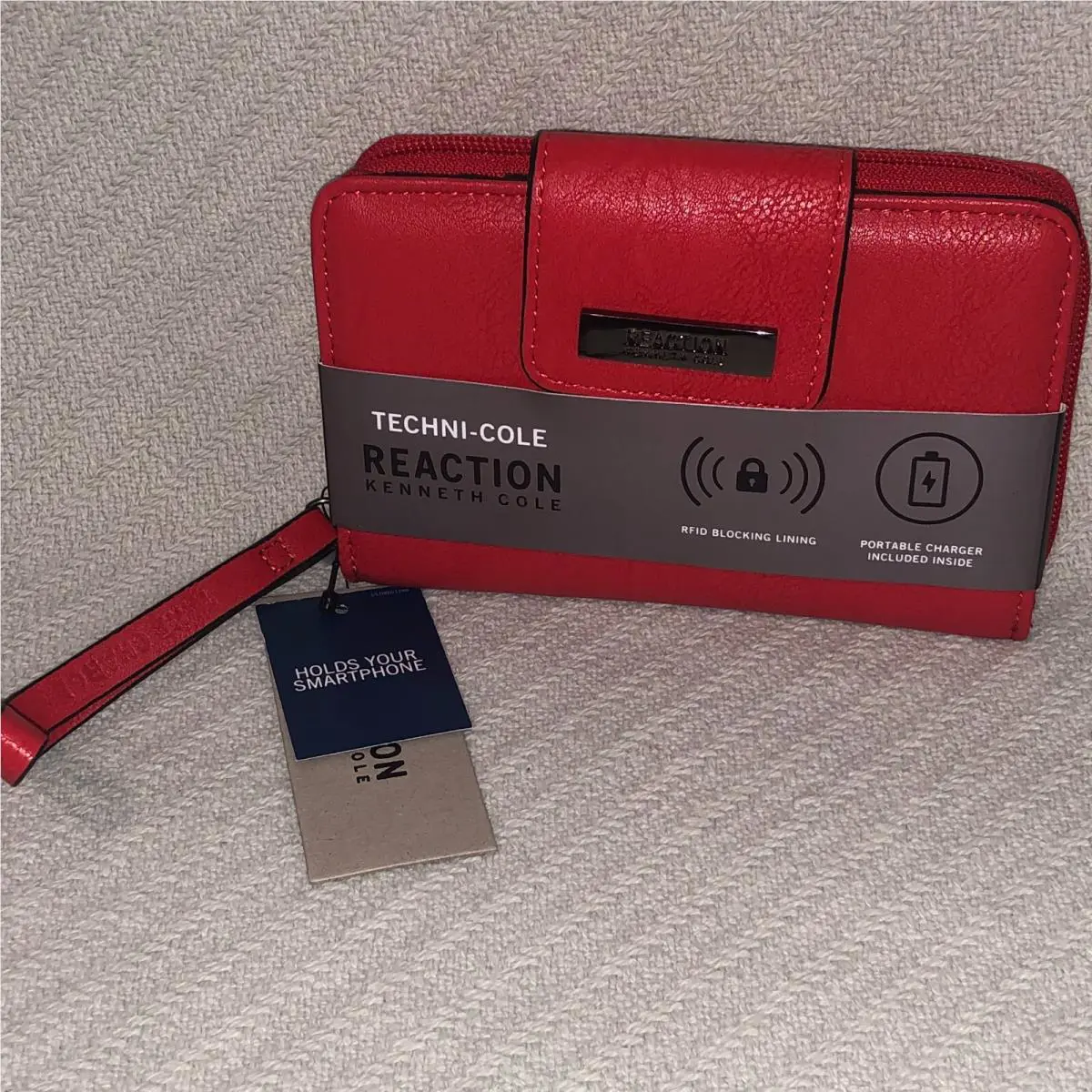 Reaction Tab Wristlet Wallet with and Battery Rfid Flame Red by Kenneth Cole