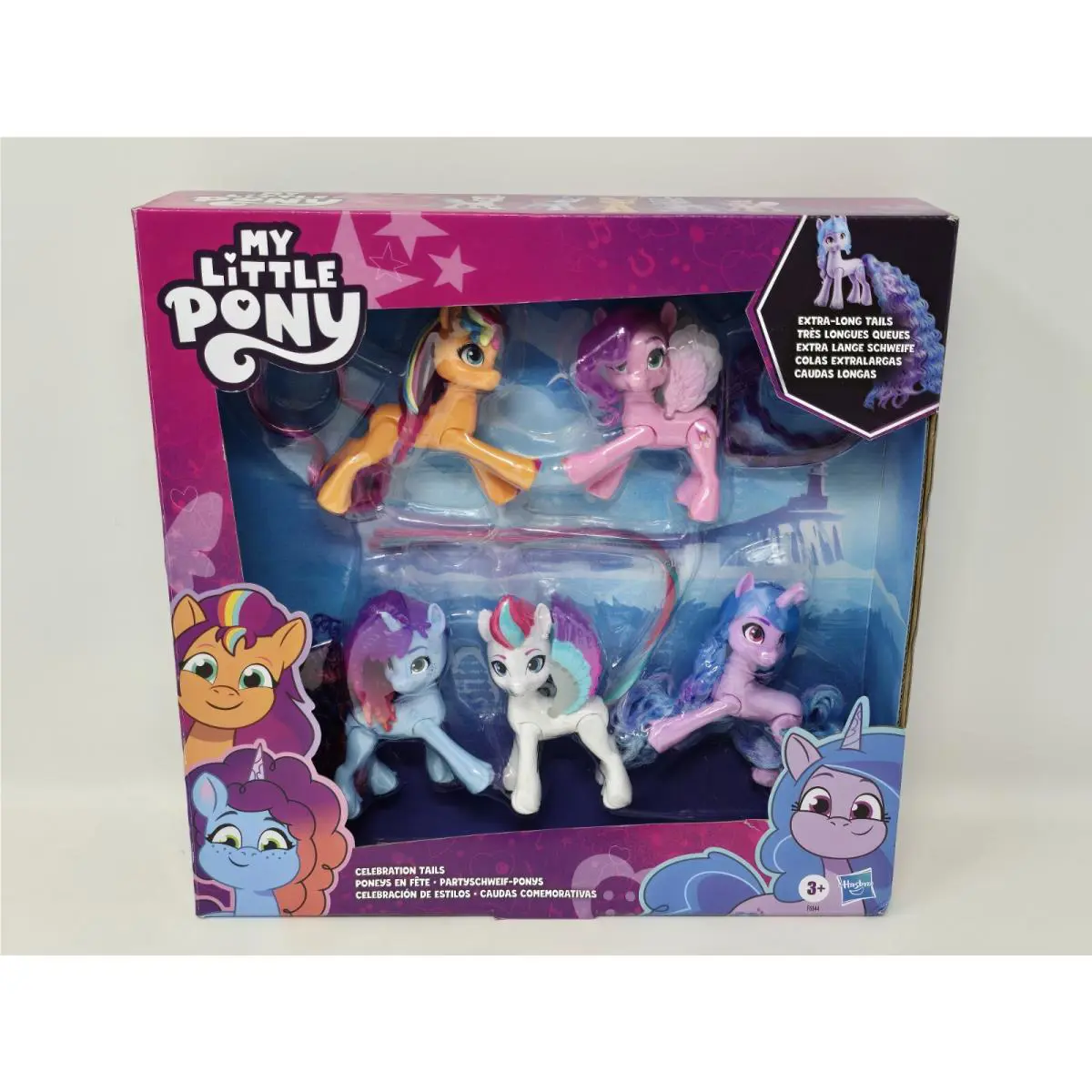 Hasbro My Little Pony Celebration Tails Multi-pack 5 Ponies Extra-long Tails