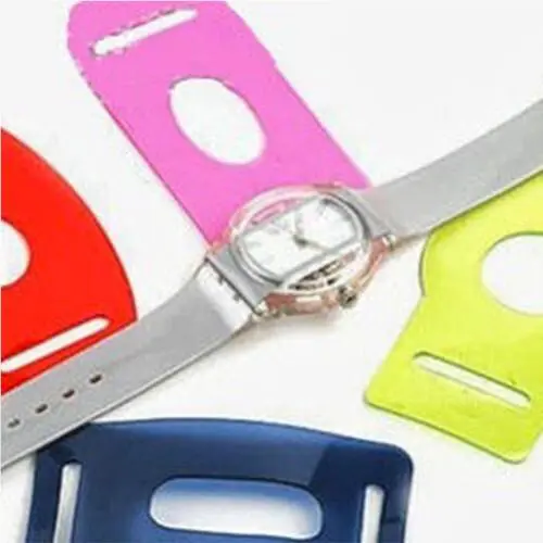 Mint Retro Swatch Specials Masking GK335 Watch w/ 4 Switchable Case Masks Rare - Dial: White, Band: Silver, Bezel: Silver