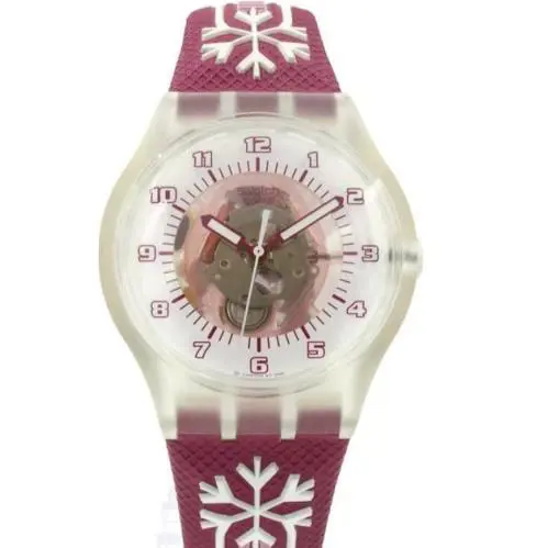 Swatch Snow Pass Pink Ring Leather Watch 38mm SUMK100