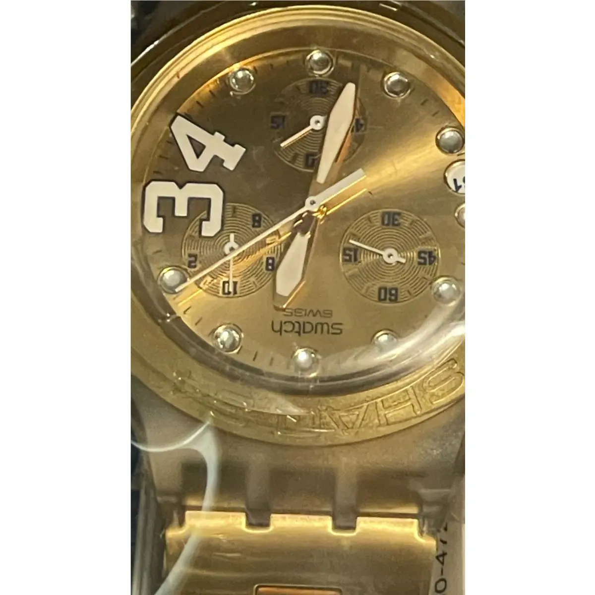 Swatch Watch Shaq 34 Gold SVCK4008G Swarovski Stones. Limited Shaquille O Neal