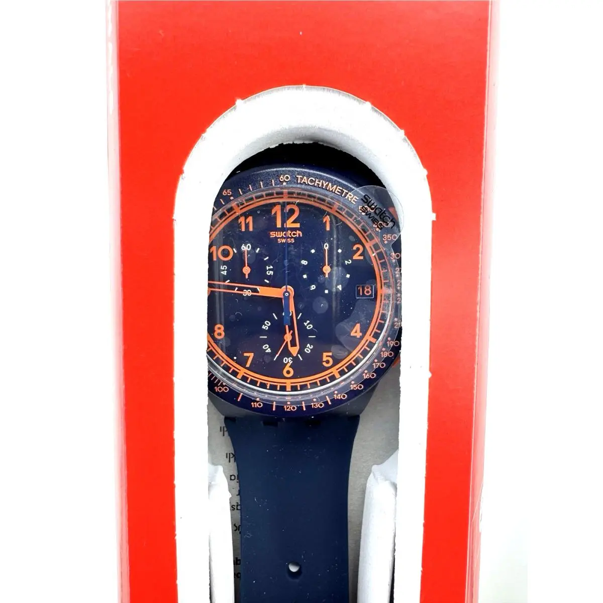 Swiss Swatch Originals Retro Style Rebirth Blue Silicone Chronograph SUSN401