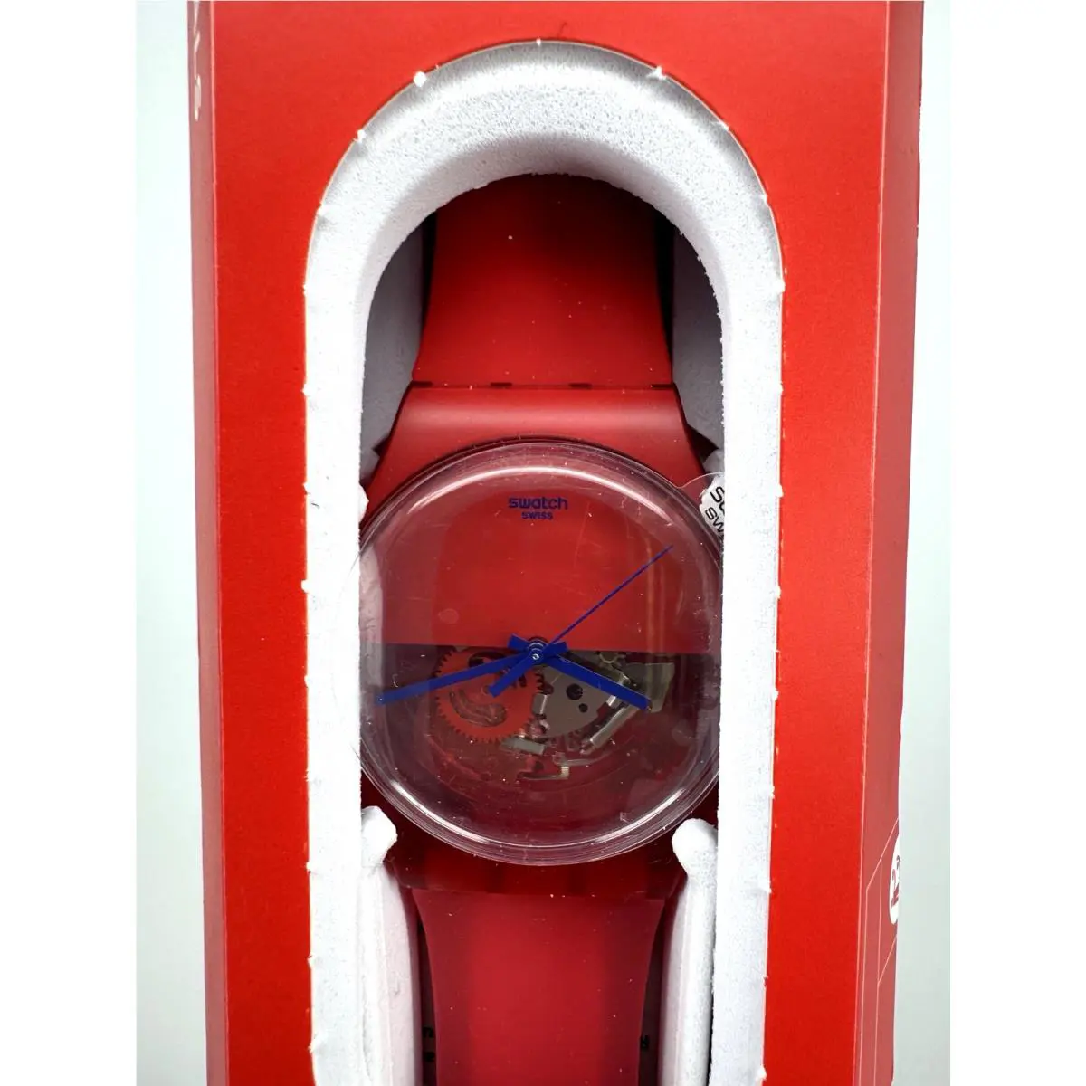 Swatch New Gent Limited Swiss Swatch Gent Dipred Red Silicone Unisex Watch SUOR103 41MM
