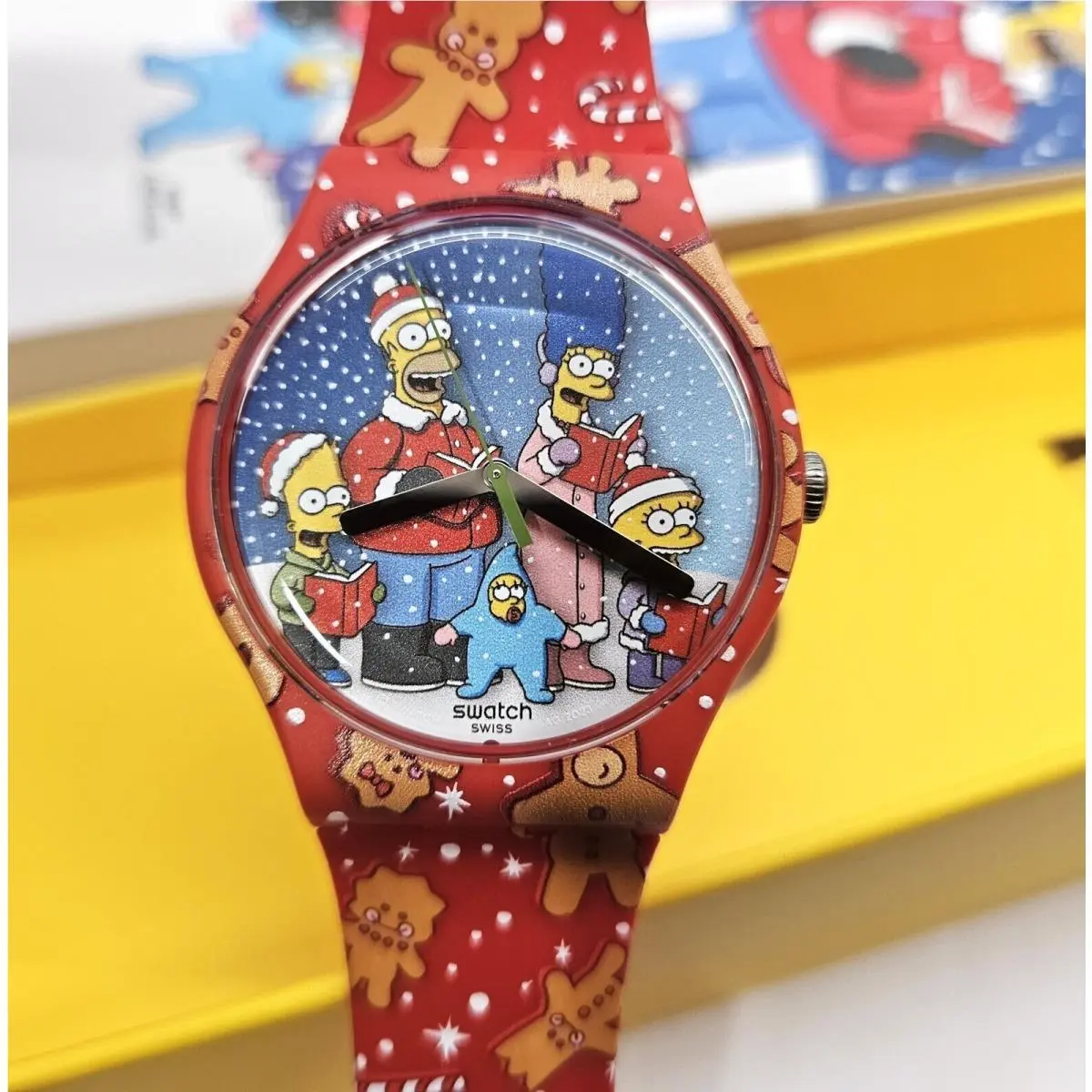 Special Edition Swatch Simpsons Christmas Red - Dial: Red, Band: Red, Bezel: Red