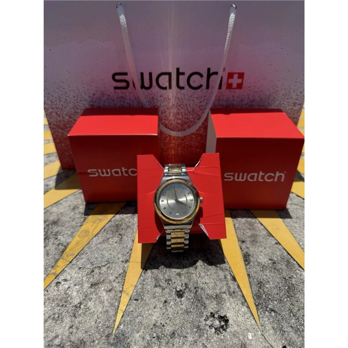 Irony Sistem Nugget YIS410G Automatic SISTEM51 42mm Two-tone Watch by Swatch