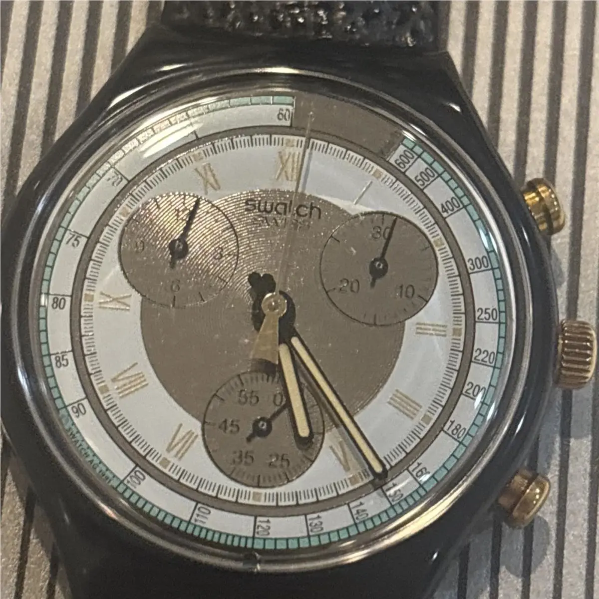 Swatch Chrono Colossal SCB109 with Case Papers Vtg 1992 Niob Battery