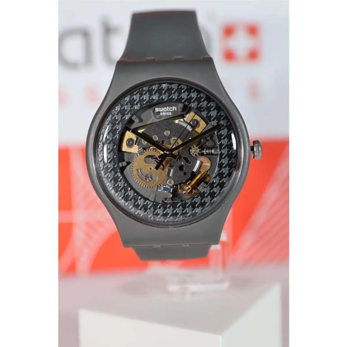 Swiss Swatch Originals Greybolino Skeleton Dial Dark Gray Silicone SUOM109