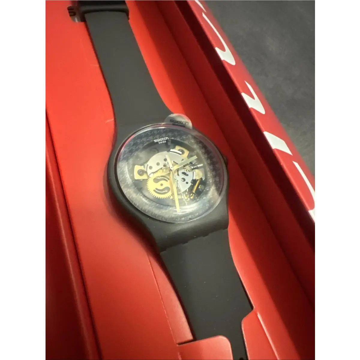 Swatch Originals Greybolino Skeleton Dial Dark Gray Silicone Watch SUOM109