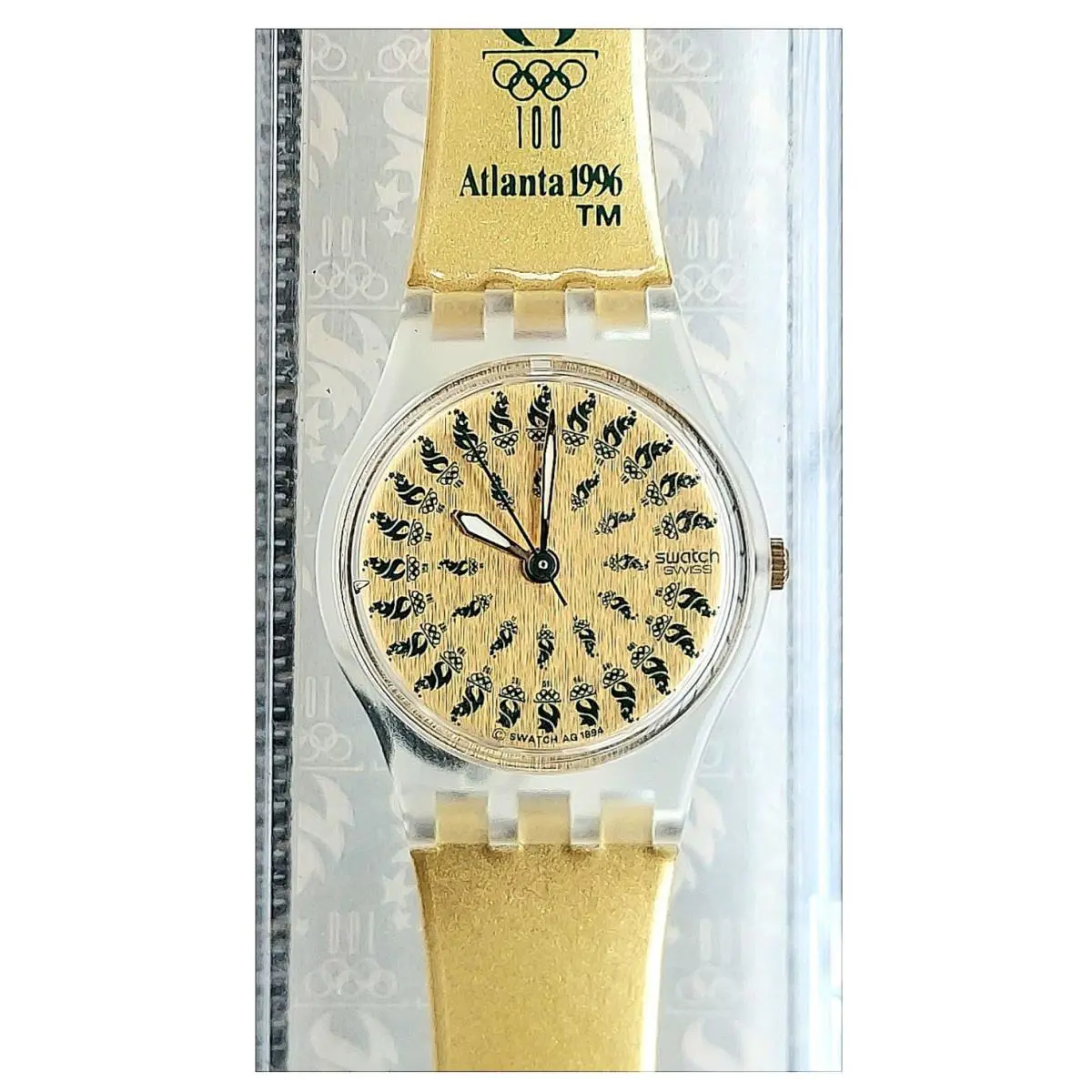 Swatch Watch Chrysophoros 1995 Olympic Specials with Battery - Gray, Dial: Gold, Band: Gold