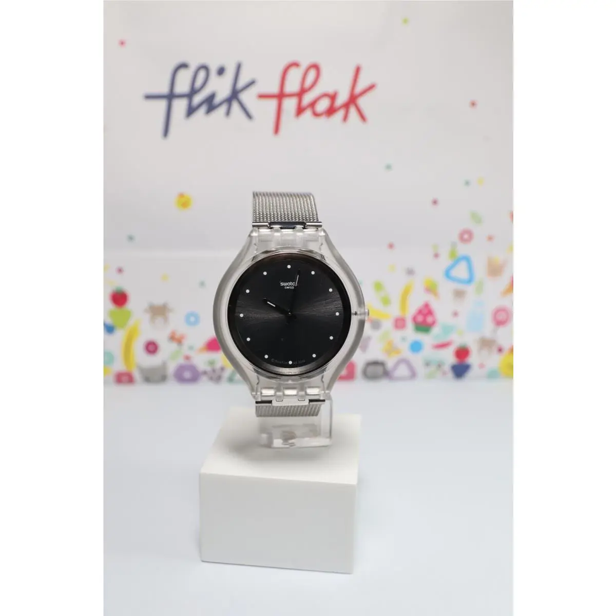 Limited Swatch Skinsparkly Sun Brushed Silver Dial Ladies Watch SVUK103M 40MM