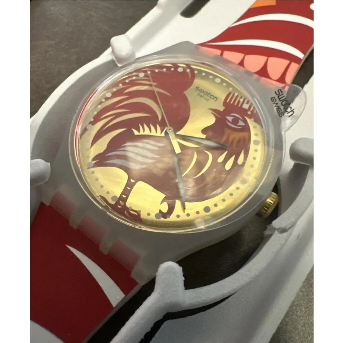 Originals Limited Edition Rocking Rooster 41mm Red Watch SUOZ226 by Swatch
