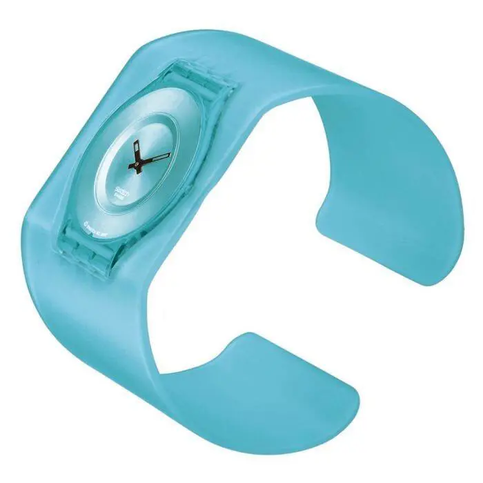 Mint 2001 Swatch Skin Aqua Jelly Skin SFN108H Turquoise Blue Bangle Watch Rare - Dial: Blue, Band: Blue