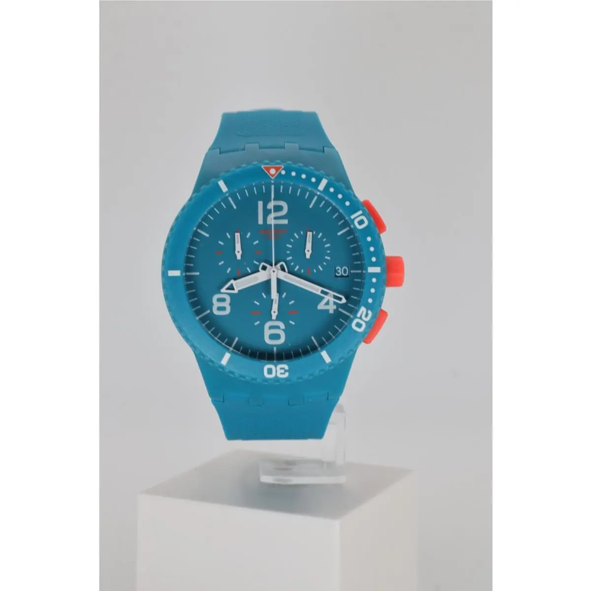 Patmos SUSN406 Men`s Soft Plastic Miami Blue Watch Chronograph by Swatch