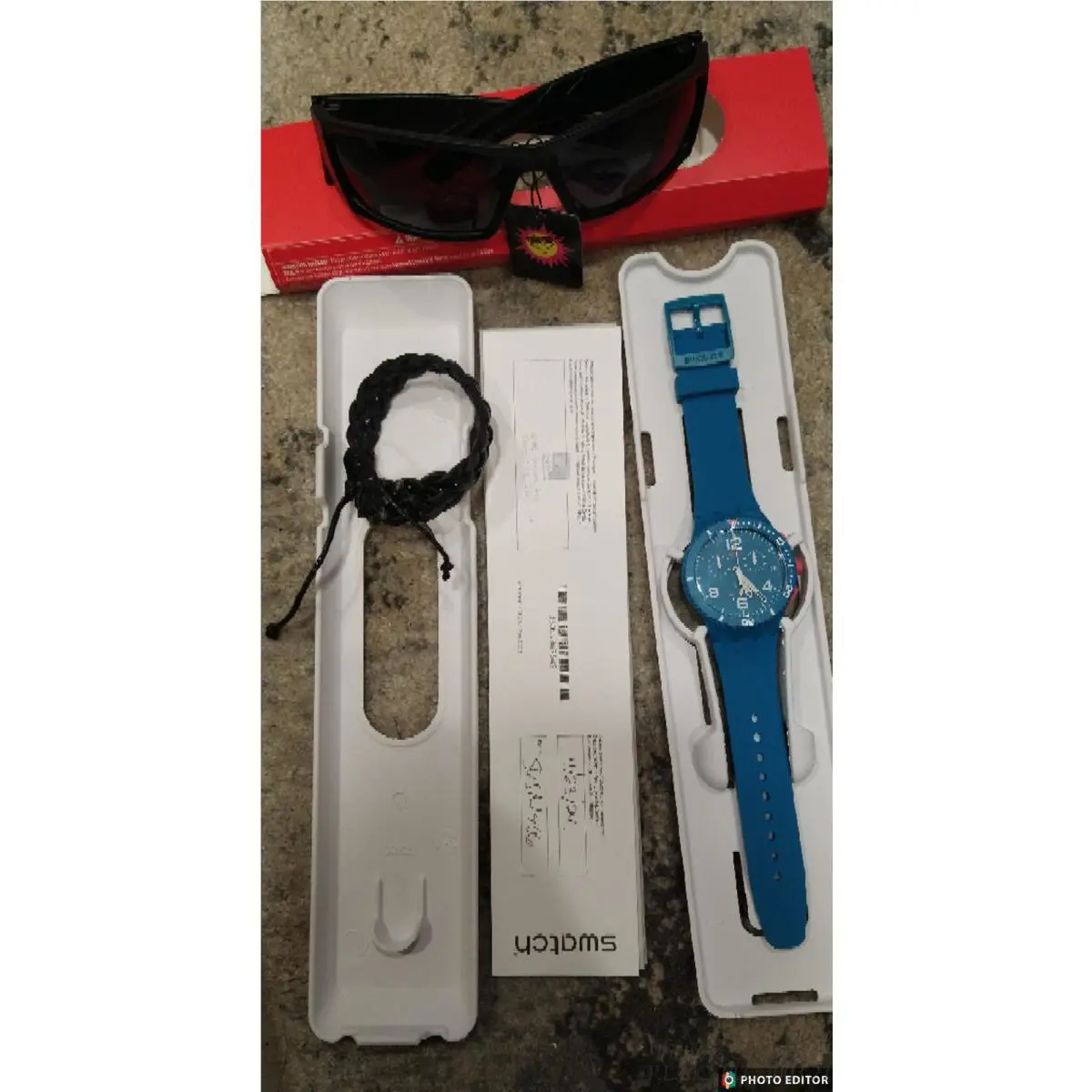 Swatch Patmos SUSN406 Men`s Soft Plastic Blue Chronograph Watch +bonus Gifts