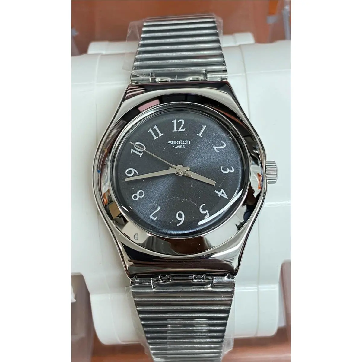 YLS186G Starling Black Dial Stainless Steel Women`s Watch by Swatch