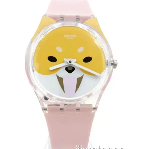 Swatch Swiss Originals Akita Inu Pink Silicone Watch 34mm GE279