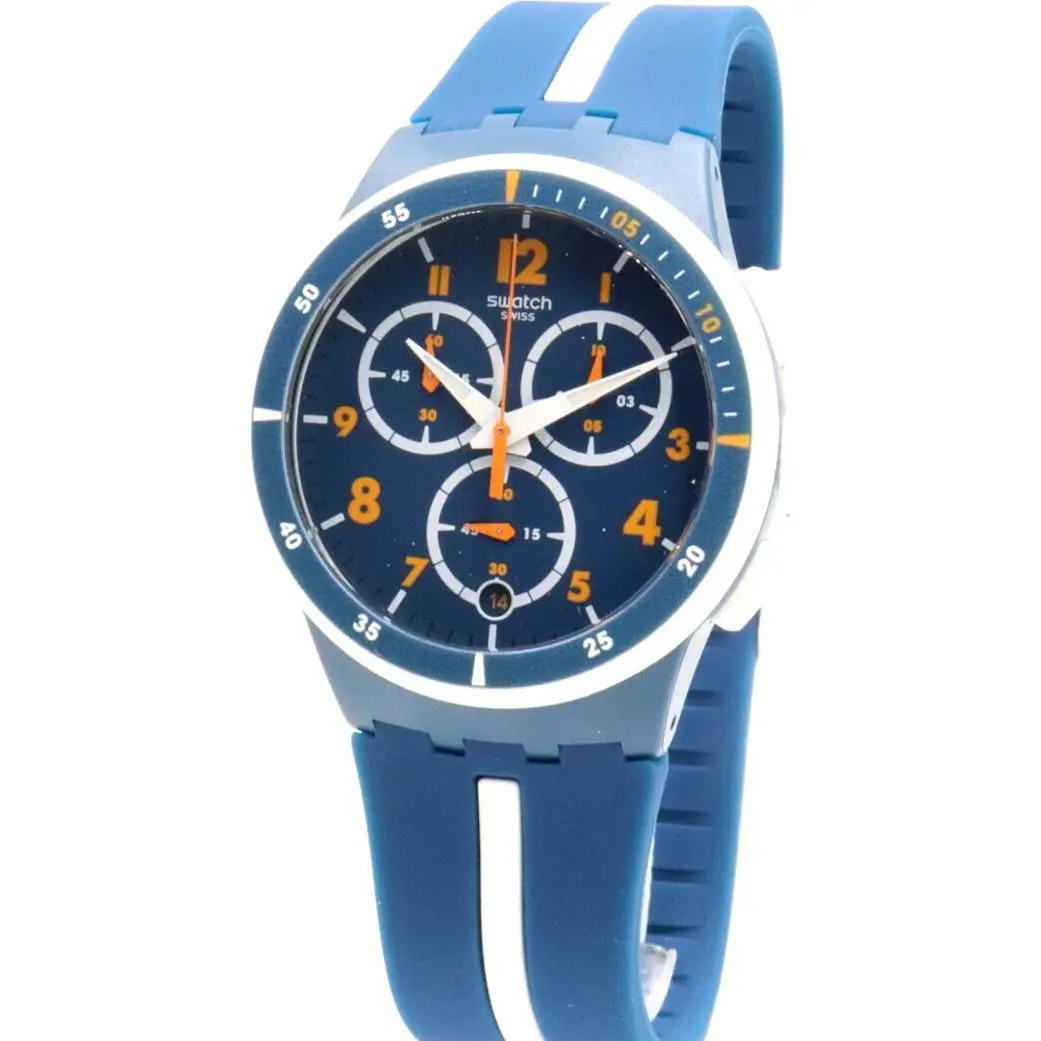 Swiss Swatch Originals Whitespeed Silicone Chrono Men Watch 42mm SUSN403