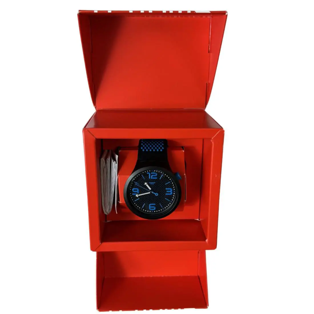 Swatch SO27B101 Men`s 25mm Big Bold Bbblue Analog Quartz Watch Black Dial