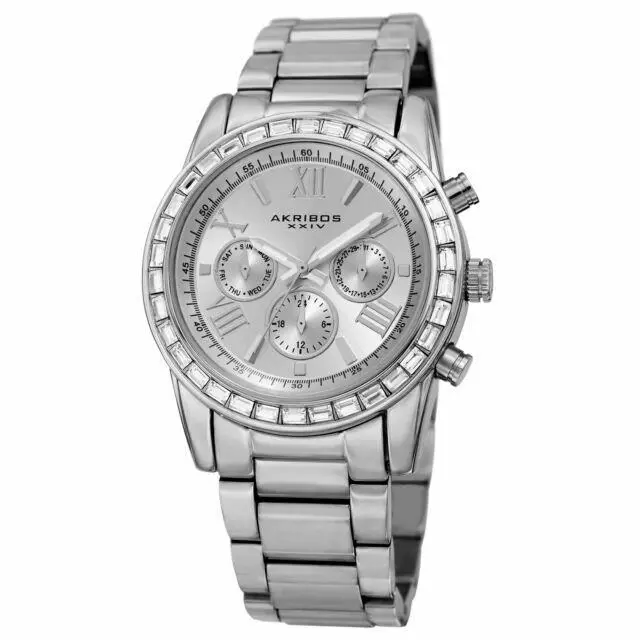 Swatch Akribos Xxiv AK943SS Swarovski Crystal Bezel Women`s Watch b02