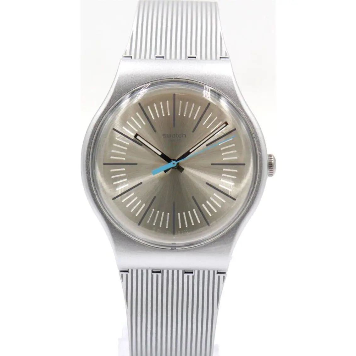 Swiss Swatch Originals Metaline Gray Silicone Men Watch 41mm SUOM114