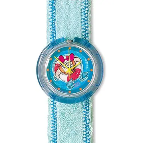 1996 Swatch Pop Bathing Beauty PMK113 Collectors Watch Rare Retro - Dial: Blue, Band: Blue, Bezel: Clear