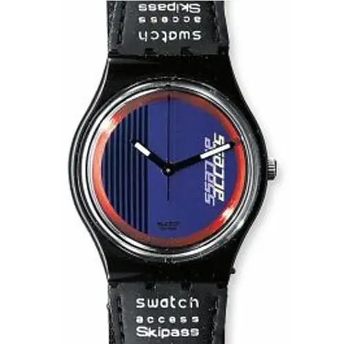 Mint Rare 1996 Swatch Access Skipass Double Loop SKB100 Collectors Watch Vintage - Dial: Blue, Band: Black