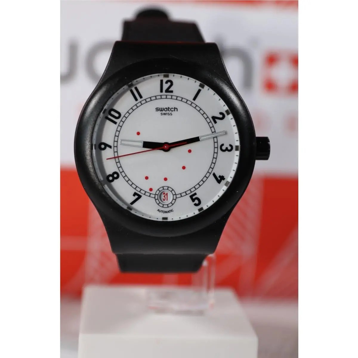 Swiss  Sistem51 Chic Automatic White Dial Black Silicone Unisex 42MM by Swatch