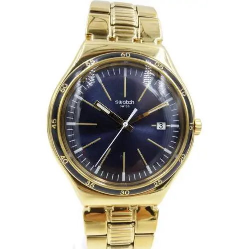 Swatch Watch Irony Big Classic Bullet Steel Gold Men Date Watch YWG403G